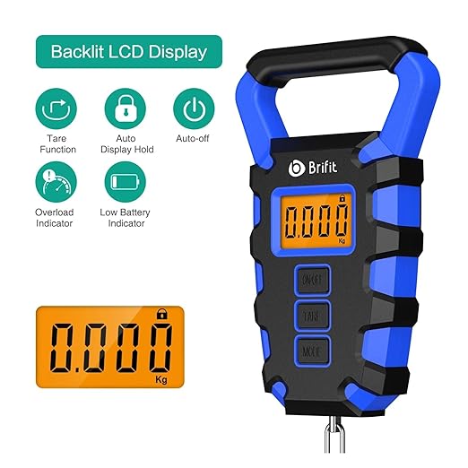 50Kg Hanging Scale with Ruler Digital Portable Fish Hook Electronic Weighting Luggage Scale LED Display Balance(Green)