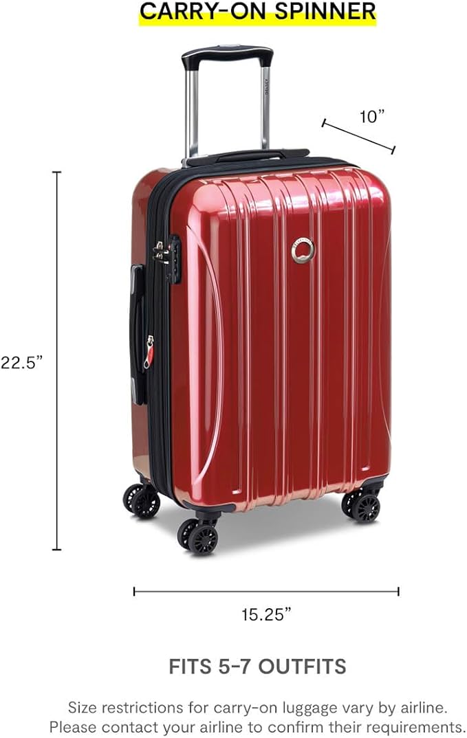DELSEY PARIS Helium Aero Hardside Expandable Luggage with Spinner Wheels, Plum, Carry-On Plus 21 Inch