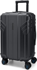 BAGSMART Expandable Carry On Luggage 22x14x9 Airline Approved, 1OO% PC Lightweight Hard Shell Suitcase, 20 Inch Travel Luggage with Spinner Wheels, Waterproof Rolling Suitcase, Black