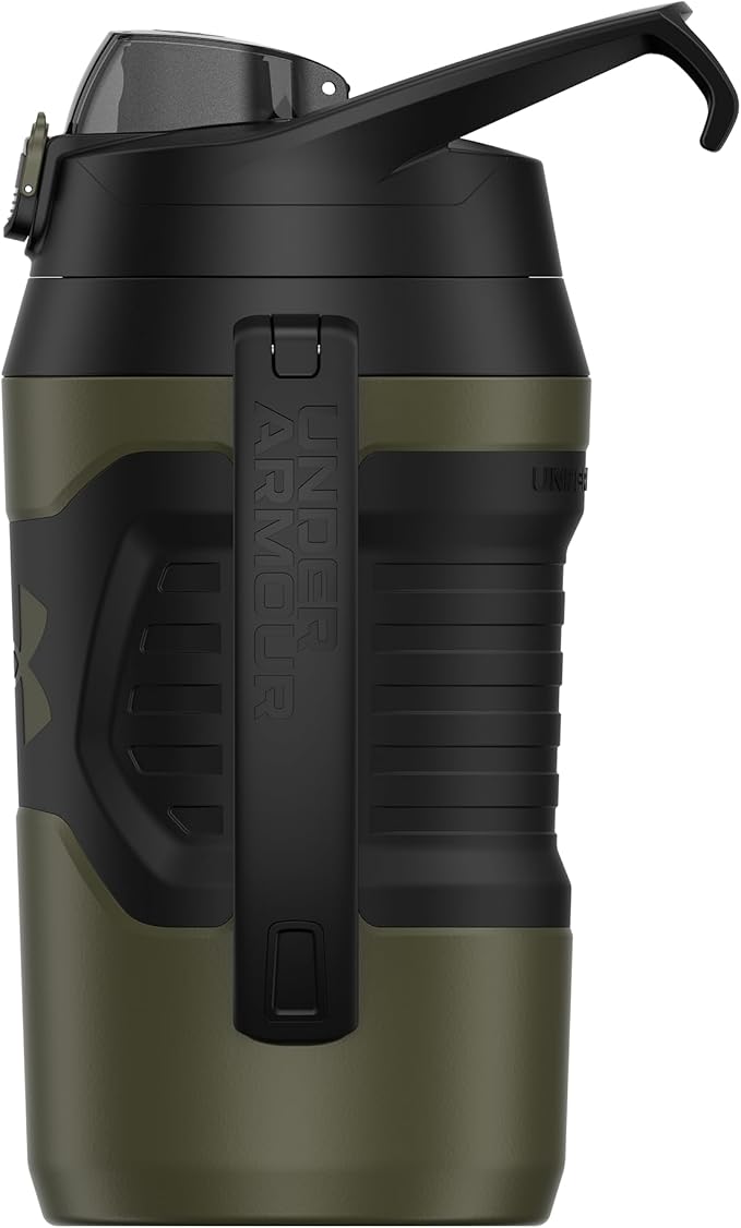 Under Armour Insulated Water Bottle with Handle & Fence Hook, Half Gallon Sports Water Jug, Leak-Resistant & BPA-Free for Baseball, Football & Gym - Marine OD Green, 64oz