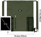 WANDF Drawstring Backpack with Shoulder Pad Sports Gym Backpack with Mesh Pocket String Bag for Women Men(Dark green)