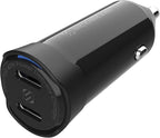 Scosche CPDCC40M PowerVolt 40W Certified Dual Port USB-C Car Charger, Flush Cigarette Lighter Adapter, Fast Charging Car Plug for 12V Power Outlet Compatible with iPhone, Galaxy and All USB-C Devices