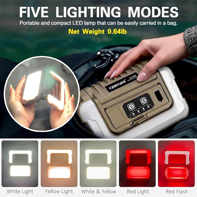 Collapsible Portable Ultra Bright LED Camping Lantern 1500 Lumens USB-C Rechargeable Tent Light 5 Modes 3 Light Sources for Power Outages Camping Hiking Emergency Work Lights