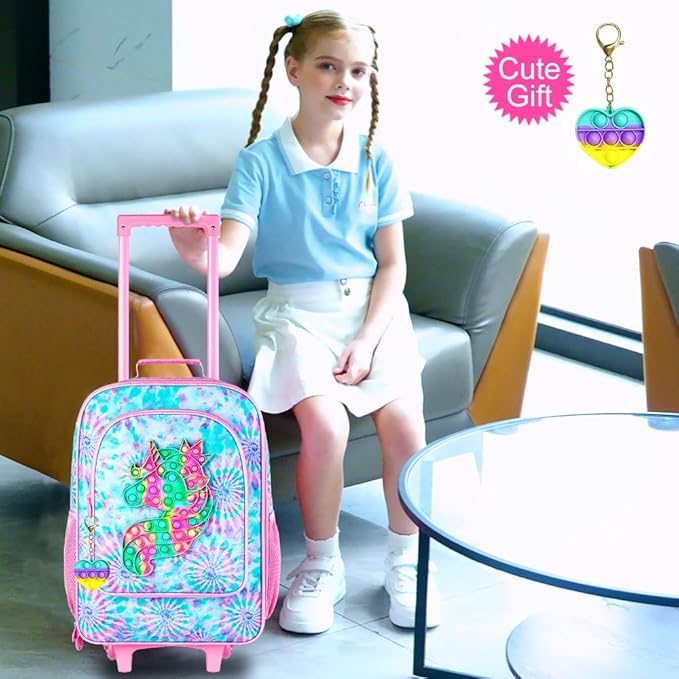 WZLVO Kids Luggage for Boys and Girls, Cute Dinosaur Unicorn Rolling Wheels Suitcase for Toddler Children