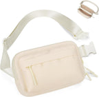 Fanny Packs for Women Men,Belt Bag,Water-resistant Crossbody Bag with 4 Zipper Pockets,Fashion Waist Packs with Adjustable Strap for Workout/Running/Yoga/Shopping/Hiking,Beige