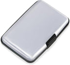 Mayski Credit Card Holder, RFID Blocking, Aluminum Alloy Hard Case, Small Mini Business Metal Wallet for Women Men, Silver