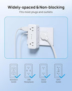 TROND Outlet Extender Surge Protector with 360 Rotating Plug, Multi Plug Wall Outlet with 6 Grounded Sockets and PD20W USB C Charger, 900J, Sideways Plug Adapter for Tight Space in Kitchen Bathroom
