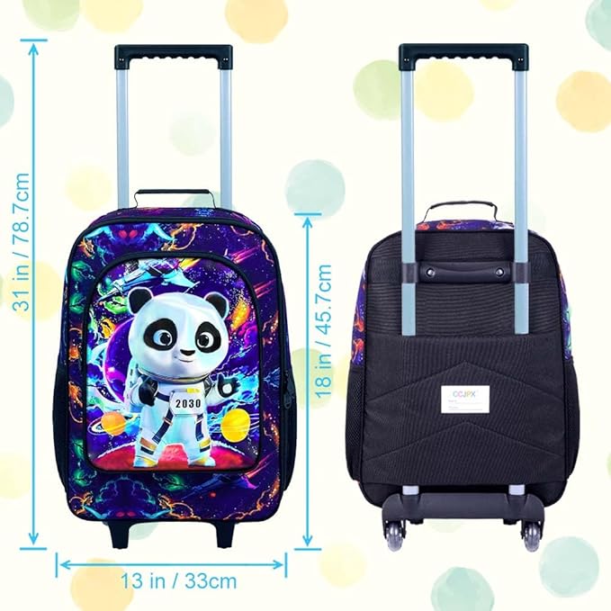Boys Suitcase, Kids Travel Suitcases with Wheels, Panda Carry on Rolling Luggage(Black)