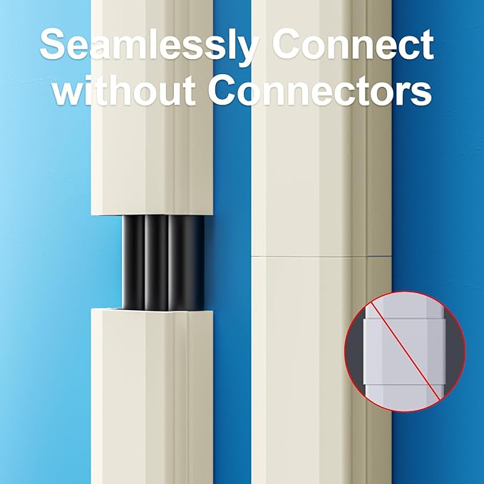 Yecaye TV Cord Hider, 42In Large Cable Hider Beige, Wire Covers for 4 Cords, Wire Hiders for TV on Wall, Cable Raceway Concealer, W1.18in H0.6in, Beige