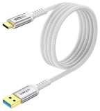 SUNGUY Android Auto USB C Cable, 5FT USB C 3.1 Gen 2 Braided 3A Fast Charging & 10Gbps Data Transfer Type C CarPlay Cable, for iPhone 17 16 15 Pro Max, Galaxy S24 S23, Pixel 7 6,SSD (White)