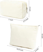 SOIDRAM 2 Pieces Corduroy Makeup Bag Large Corduroy Cosmetic Bag Capacity Canvas Mix Travel Toiletry Bag Organizer Cute Makeup Brushes Aesthetic Accessories Storage Bag for Women