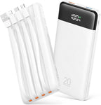Orfeika 20000mAh Power Bank Fast Charging, Portable Charger with 4 Built-in Cables & 6 Outputs, 20W PD USB C Battery Pack Compatible with iPhone 16/15, Galaxy, Android, iPad & More (Travel Essential)