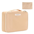 Queboom Travel Makeup Bag Cosmetic Bag Makeup Bag Toiletry bag for women and men (Beige)