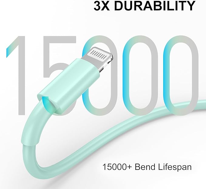 FUPYWP Car iPhone Carplay Cable, Car Charger Cord, USB A to Lightning Cable Fast Charging & Data Transfer for iPhone 14/13/12/11 Pro Max XR XS X 8 7 6 Plus SE Tangle-Free,3ft Green
