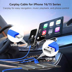 USB C Car Charger for iPhone 17 16 15 Pro Max,40W Dual Port USB-C & USB-A Car Fast Charging Adapter, 2X3FT C to C Cable & A to C Carplay Cable for iPhone 17 16 15 Series/iPhone Air, iPad, Samsung-Blue
