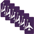 6 Pack Silicone Luggage Tag for Suitcases with Stainless Loop, Privacy Protection Travel Bag Tags Perfect to Quickly Spot Baggage Handbag (Dark Purple)