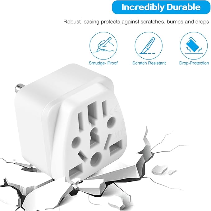 2 Pack US Travel Plug Adapter, EU,UK,AU,in,CN,JP,Asia,Italy,Brazil to USA (Type B), 3 Prong Grounded USA Wall Plug Wall Outlet Power Charger Converter (White)