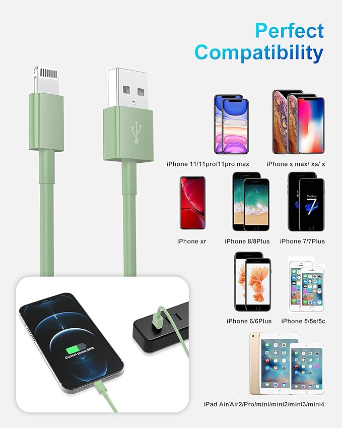 4 Pack [Apple MFi Certified] Apple Charging Cables 6ft, iPhone Chargers Lightning Cable 6 Foot, Fast iPhone Charging Cord for iPhone 14/14Pro/13/13Pro/12/11/11Pro/11Max/ X/XS/XR/XS Max/8, ipad