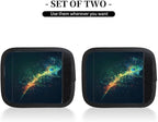 Abstract Peacock Feather Colorful 2 Pack Luggage Handle Wrap Set of Neoprene Luggage Tags for Suitcases Bag Strap Wrap Cover Travel Airplane Accessories Covers Markers Sleeve Grips Identifiers Cruise
