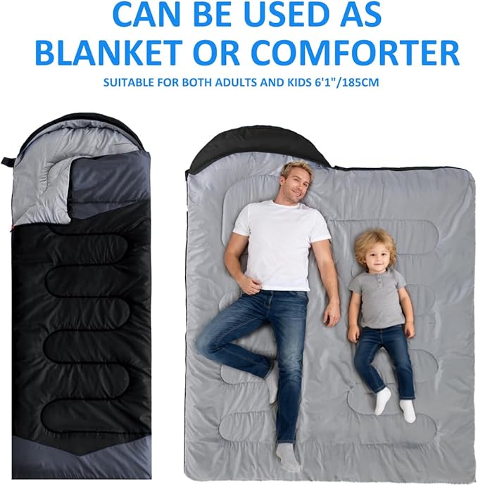 oaskys Camping Sleeping Bag - 3 Season Warm & Cool Weather - Summer Spring Fall Lightweight Waterproof for Adults Kids - Camping Gear Equipment, Traveling, and Outdoors