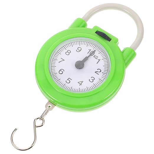 ibasenice Portable Luggage Scale Manual Spring Scale Small Travel Suitcase with Hook High Precision Fluorescent Green for Travel and Home Use