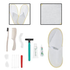 Disposable Hotel Toiletry Kit 24pcs Set Comb, Razor, Cotton Slippers, Toothbrush, Shower Cap, Personal Travel Essentials for Guesthouse and Hospitality Use Random Color