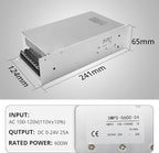 MAKERELE 24V 600W Switching Power Supply Adapter SMPS AC 100V-120V to DC 24V Universal Regulated Transformer Converter Power Supply 25A for 24Volt Strip 3D Printer CCTV Camera Motor Pump