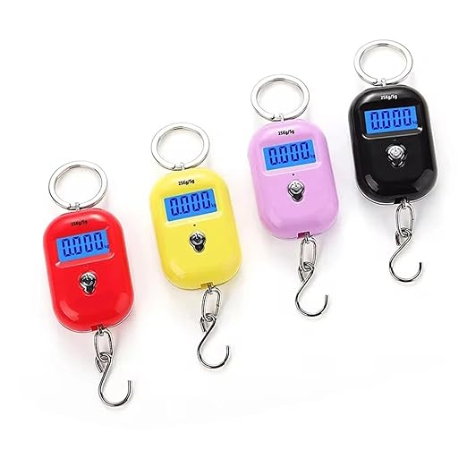 Luggage Weight Scale, 8pcs 25kg/5g Portable Hanging Scale Mini LCD Digital Scale for Fishing Luggage Travel Weighting Electronic Scale,for Travel(Black)