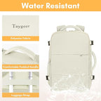 Taygeer Large Travel Backpack, 17 inch Laptop Backpack for Women, Airline Approved Personal Item Mochila, 40l Lightweight Luggage Carryon Work Bag for friend and Ladies Business Travel Hiking, Beige