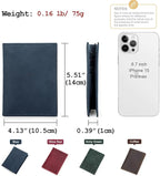 CONTACTS Full Grain Leather Passport Holder RFID Blocking Travel Passport Wallet Compatible with Airtag Passport Cover Case with 4 Cards Slots, Coin Pocket (Blue)