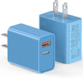 [20W/2Pack] Fast Charger Block, USB C Wall Charger, Charger Cube, Dual Port PD Fast Charging Block Brick Compatible for Watch Series 10 iPhone 16 17 Pro Max Airpod Brick Plug Power Adapter, Blue