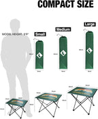 VILLEY Portable Camping Side Table, Ultralight Aluminum Folding Table with Mountain Silhouette Print and Carry Bag for Camping, Picnic, Beach, Travel