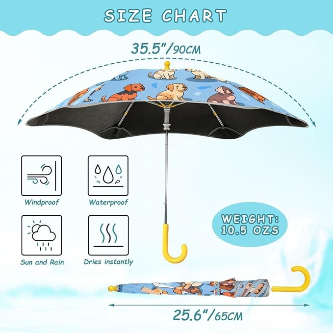 ALAZA Kids Umbrella Stick Umbrellas Cute Umbrella for Boys Girls Toddler UV/Sun Rain Windproof