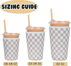 Reusable Insulated Neoprene Iced Coffee Cup Sleeve, Durable Drink Sleeve for Cold Beverages, Beverage Holder for Iced Coffee, Classic Checker