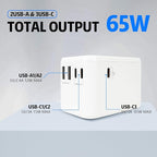 EP 65W International Travel Adapter, Universal Power Charger Outlet with 3 USB-C and 2 USB-A Ports, Worldwide Plug Adaptor Wall Charger, Compatible with US/CA/EU/UK/AU/JP ＆ 150+ Countries - White