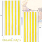 Exclusivo Mezcla 4 Pack Cotton Oversized 35x70 Inches Soft Cabana Stripe Thick Beach Towel, Super Absorbent Travel Bath Pool Towel (Yellow)