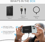 Clutch Pro – World's Thinnest Portable Charger – USB-C Power Bank 5000mAh – Magnetic Built-in Cable – TSA Approved Travel Charger – iPhone 15/16/17 & Android – Black