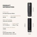 Portable Espresso Machine Mini 12V Rechargeable 3-in-1 Multi-Function Electric Coffee Machine One Key Extraction Compatible with NS & DG Capsules and Ground Coffee for Office Home (BLACK-NEW)