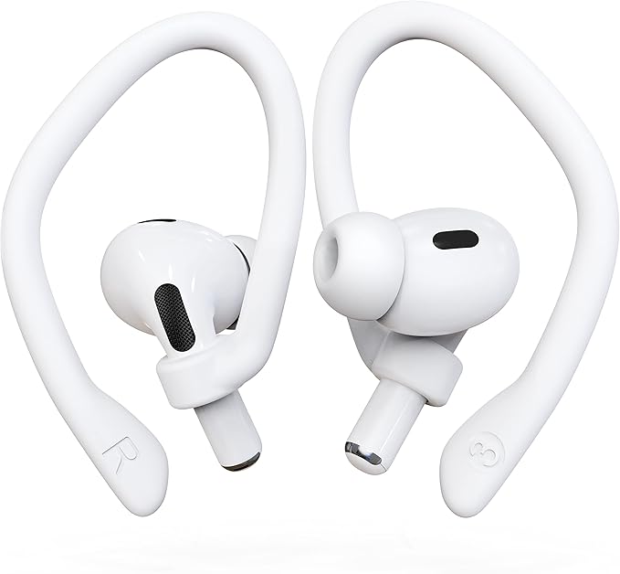Ear Hooks 2 Pairs for AirPods Pro 2 & 1, AirPods 4 & 3 & 2 & 1, Airpod Ear Hook, Anti-Slip Comfortable Fit, Ergonomic Design, AirPods Accessories (Large, White)
