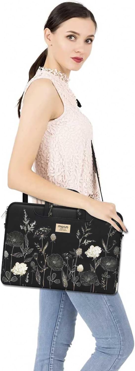 MOSISO Laptop Bag for Women 13.3 inch, 13-14 inch Computer Bag Compatible with MacBook Neo 13/ Air 13/13.6/ Pro 13/14, HP Dell Asus Notebook, Laptop Messenger Shoulder Sleeve with Strap, Retro Flower