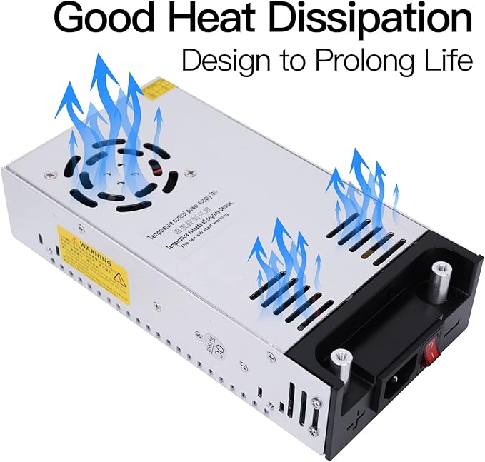 High-Power SMPS 110V/220V AC to 12V DC Converter - 50A 600W Power Supply - Adjustable Switch Transformer for LED Strip, LCD Monitor CCTV, Radio/Car Stereos, 3D Printer - Includes 2 Clamp Wires