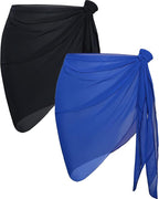 CHICGAL 2 Pieces Women Beach Sarong Bathing Suit Wrap Skirt Sheer Bikini Swimsuit Cover Ups for Swimwear