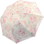 Floral Lace Folding Compact Umbrella - UV Protection Sun Flower Fancy for Women Girls, Portable Travel for Walking, Tea Party, Photo Shooting