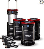 Eveready Collapsible Rechargeable Lanterns, 300 Lumens, USB Rechargeable Lantern, Outdoor and Camp Lantern, Micro-USB Charging Cable Included, 4 Count