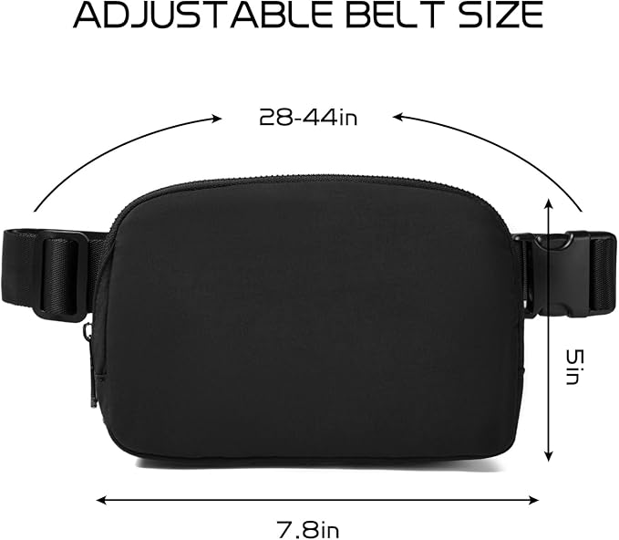 Belt Bag for Women Fanny Pack Crossbody Bags for Women Fashion Waist Packs with Adjustable Strap Gifts for Teenage Girls Women Men (Black)