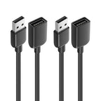 Cable Matters 2-Pack USB Extension Cable - 6ft, Male to Female USB Extender Cable, USB2.0 Extension Cord, 480Mbps, Black