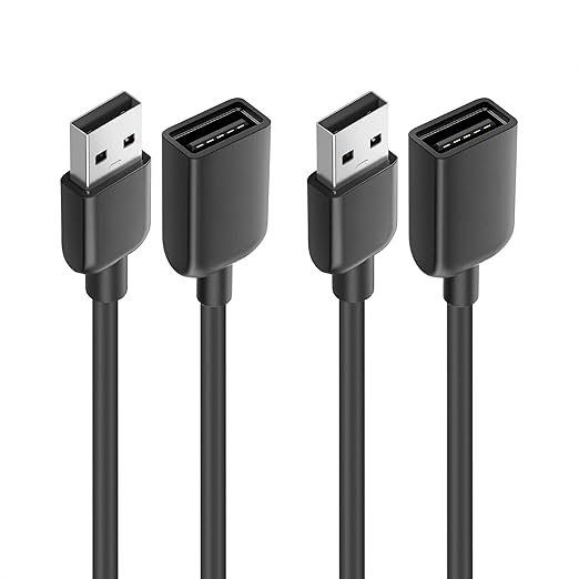 Cable Matters 2-Pack USB Extension Cable - 6ft, Male to Female USB Extender Cable, USB2.0 Extension Cord, 480Mbps, Black
