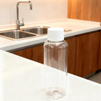 DNSEN Travel Size Empty Mouthwash Bottles 3.4 oz, White Screw Cap, Clear Toiletry Containers, 5 Pack