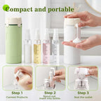 HISKI 4 in 1 Travel Bottles for Toiletries,Portable Travel Toiletries Bottle Set, Portable Containers for Shampoo Lotion Conditioner Cream Transparent with Scale and Label (Green-2PCS)
