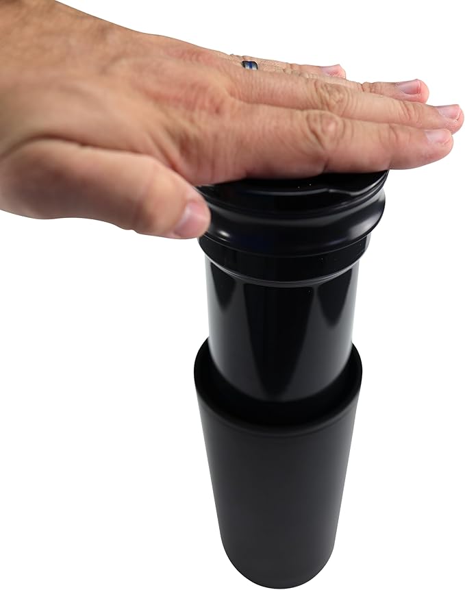 Iconikal Insulated Coffee Tumbler with Built-In French Press - 16 oz Black On-the-Go Coffee Maker - Brewer and Insulated Travel Mug with Closable Sip Lid